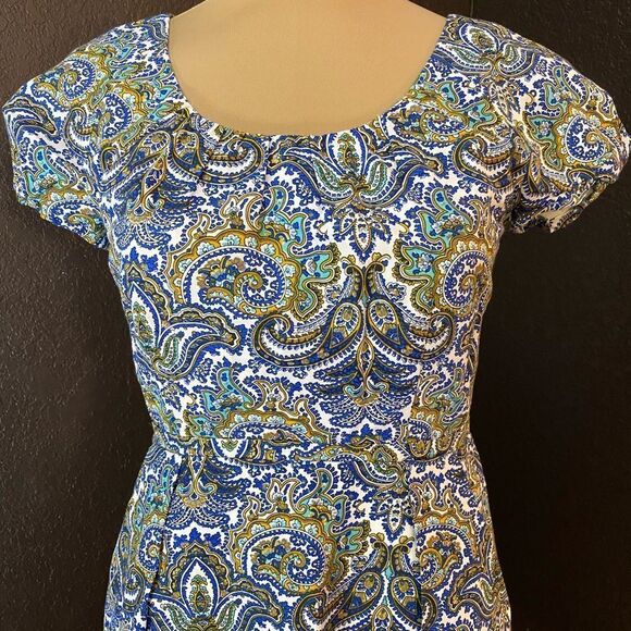 J Crew Dolores Cotton / silk Multi-Colored Peacock‎ Paisley mini Dress - Picture 4 of 13